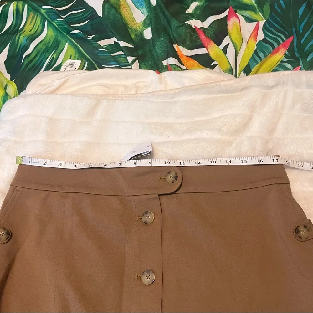 NWT J. Jill M Brown Acorn Fall Preppy Ponte Button Accent Work Office Skirt City